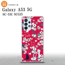 SC-53C SCG015 Galaxy A53 5G スマホケース 背面ケースソフトケース 猫 花 赤 +アルファベット メンズ レディース nk-a53-tp1723i
