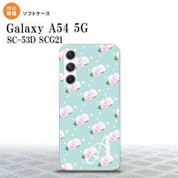 Galaxy A54 5G Galaxy A54 5G スマホケース 背面ケースソフトケース 花柄 バラ ドット 水色 +アルファベット 2023年 5月発売 nk-a54-tp261i