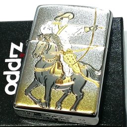 ZIPPO 和柄 流鏑馬 ライター かっこいい ジッポ 武士 馬 シルバー 日本 和風 彫刻 デンチュウバン 銀 メンズ プレゼント ギフト