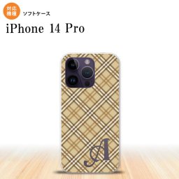 iPhone14 Pro iPhone14 Pro スマホケース 背面ケースソフトケース チェック A ベージュ +アルファベット 2022年 9月発売 nk-i14p-tp443i