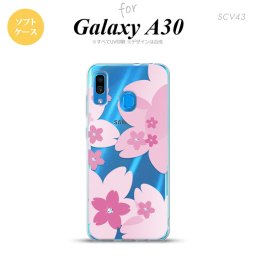 SCV43 Galaxy A30 SCV43 スマホケース ソフト カバー 花柄 サクラ B クリア ピンク nk-scv43-tp057