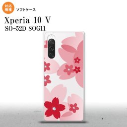 Xperia10V Xperia10V スマホケース 背面ケースソフトケース 花柄 サクラ B 赤 2023年 7月発売 nk-xp105-tp056
