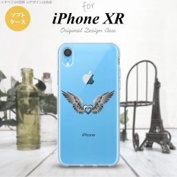 iPhoneXR iPhone XR スマホケース ソフトケース 黒翼 ハート グレー メンズ レディース nk-ipxr-tp466