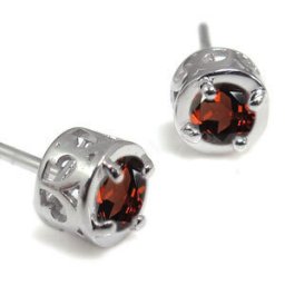 ガーネット ピアス 1月誕生石 一粒 シンプル ガーネットピアス K18