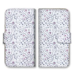 ＼全機種対応／ スマホケース 手帳型 スマホカバー 手帳タイプ スマートフォン ケース カバー 柄物 曲線 風 北欧 パターン パープル かわいい おしゃれ カードホルダー付き カード収納 合皮 合成レザー