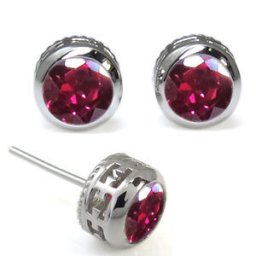 ルビーピアス・クロス・縄・ピアス・一粒・大粒