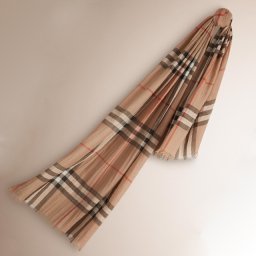 バーバリー BURBERRY マフラー キャメルチェック レディース メンズ ユニセックス 男女兼用 新作 ブランド シルク混ストール ジャイアント・チェック・ガーゼ 正規