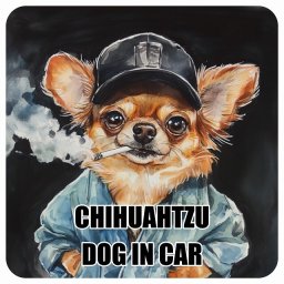 CHIHUAHTZU チワズー DOG IN CAR カーステッカー 犬 作業服 ちょい悪 13x13cm 正方形 防水 屋外 屋内 ドッグオンボード デカール