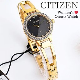 CITIZEN 【送料無料】 シチズン レディース 腕時計 クォーツ腕時計 ゴールド ブラック クリスタル キラキラ 華奢 小さめ 電池式 海外モデル 逆輸入 【ラッピング可能】 おしゃれ プレゼント 彼女 妻 母 母の日 女性 ビジネス フォーマル 社会人 誕生日 お祝い 20代 30代 40代 50代 60代 結婚 記念日 かわいい ブランド 時計 シンプル 女性用