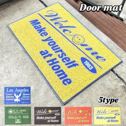 ドアマット スマイル U.S.ARMY LA 玄関 屋内 屋外 兼用 インテリア アメリカン フロアマット かわいい 雑貨 リビング 可愛い アンティーク おしゃれ カフェ バー レストラン 店舗