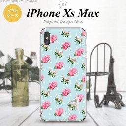 iPhoneXsMax iPhone XS Max スマホケース ソフトケース 花柄 バラ ドット 水色 +アルファベット メンズ レディース nk-ixm-tp241i