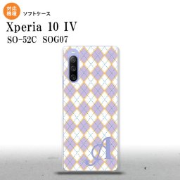 SO-52C SOG07 Xperia 10IV スマホケース 背面ケースソフトケース アーガイル 紫 青 +アルファベット 2022年 7月発売 nk-xp104-tp1409i