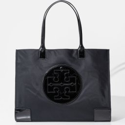 トリーバーチ TORY BURCH 90479 トートバッグ Ella Patent Tote レディース バッグ エラ パテント ナイロン ロゴ カジュアル PC収納可 鞄 プレゼント お出かけ ギフト ブラック