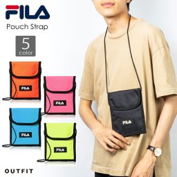 FILA フィラ ポーチストラップ サコッシュ ショルダーバッグ 斜め掛けバッグ メンズ レディース スポーツブランド フェス ライブ チケットホルダー 黒 青 ピンク オレンジ 黄 実用的 ポイント消化 outfit ギフト 敬老の日 プレゼント ギフト