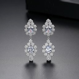 ピアス 両耳用 キュービックジルコニア ホワイト イエロー 真鍮 シルバー スタッド 揺れる ゆれる ぶら下がり エレガント 大きめ 大ぶり きれいめ e19060901