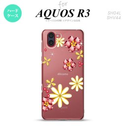 SH-04L SHV44 R3 AQUOS R3 スマホケース カバー 花柄 ミックス E クリア nk-r3-306