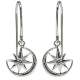 フックピアス・プラチナ・ダイヤモンド・月・ピアス・星・ピアス