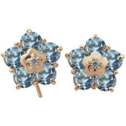 フラワー メンズピアス アクアマリンサンタマリア K18ピアス 外れにくい ピアス 父の日 2024