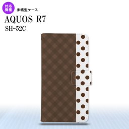 SH-52C AQUOS R7 手帳型スマホケース カバー チェック ドット 茶  nk-004s-r7-dr1525