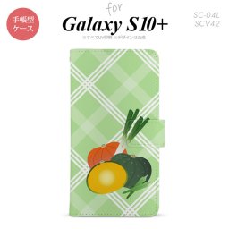 SC-04L SCV42 Galaxy S10+ 手帳型スマホケース カバー ベジタブル カボチャ nk-004s-s10p-dr665