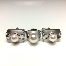 真珠 ネクタイピン パール アコヤ真珠 カフス セット 8.8mm ホワイトピンク シルバー 65575 イソワパール
