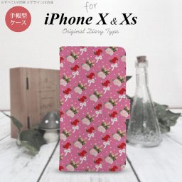 iPhone XS 手帳型 スマホ ケース カバー アイフォン 花柄・バラ（I） ピンク【アイフォーン XS,iPhone,XS,メール便 送料無料】