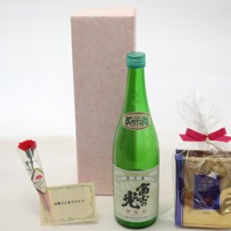 母の日 ギフトセット 日本酒セット 挽き立て珈琲(ドリップパック5パック)(安達本家酒造 富士の光 純米酒 720ml(三重県) ) 母の日カード お母さんありがとうカーネイション