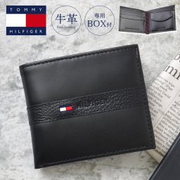 財布 トミー ヒルフィガー メンズ 本革 TOMMY HILFIGER  カード入れ 小銭入れ 二つ折り 牛革 本皮 レザー お札入れ プレゼント かっこいい おしゃれ ブラック 黒 シンプル 男性 中学生 高校生 大学生 大人 25x023 箱付 入学祝い 就職祝い 父の日 プレゼント ギフト 贈り物