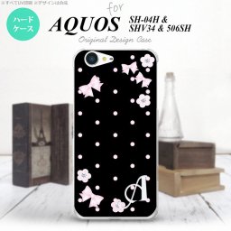 【SHV34】【スマホケース/スマホカバー】【アクオス セリエ】SHV34 スマホケース AQUOS SERIE ケース アクオス セリエ イニシャル ドット・花柄(B) 黒 nk-shv34-352ini【メール便送料無料】