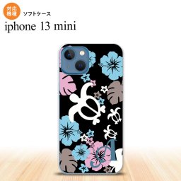 iPhone13mini iPhone13 mini ケース ソフトケース ホヌ ハイビスカス 黒 +アルファベット iPhone ミニ 5.4インチ  おしゃれ かわいい メンズ レディース キッズ デザインたくさん nk-i13m-tp1106i