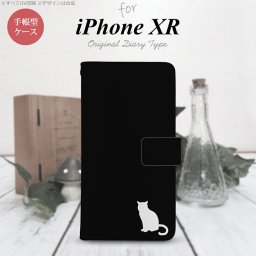 iPhoneXR iPhone XR 手帳型スマホケース カバー 猫 影 黒 白  nk-004s-ipxr-dr429