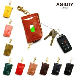 『ボビン』(全10色)ステラゴート/【キーケース パスケース 一体型 リール付き 本革 ICカード L字ファスナー 】【AGILITY affa(アジリティアッファ)】(0300)[M便 3/3]