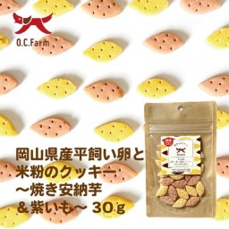 オーシーファーム 犬用おやつ 平飼い卵と米粉のクッキー 安納芋＆紫芋 30g 無添加