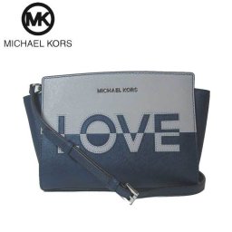 マイケルコース アウトレット Michael Kors ショルダーバッグ 35H8SLMM2L 型押しレザー SELMA LOVE クロスボディー / ショルダー ASHGRY MULTI(グレー系×ネイビー系)【レディース】