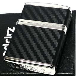 ZIPPO ライター アーマー カーボン ジッポ かっこいい 4面連続加工 ニッケルメッキ 黒 銀 おしゃれ シンプル ブラック シルバー メンズ ギフト プレゼント