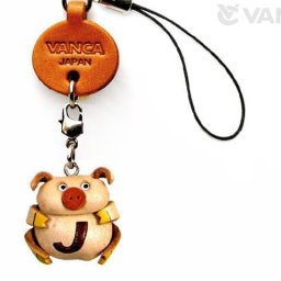 イニシャル動物 ぶた J  携帯ストラップ【レザー 本革 VANCA バンカクラフト革物語 国産 ハンドメイド 贈り物 即納】