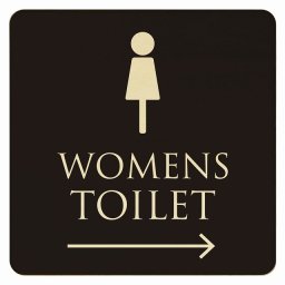 14x14cm トイレ 御手洗 TOILET トイレマーク ブラック ナチュラル WOMENS 右 矢印 ピクトサイン 木製ドアサイン ドアプレート インテリア 施設 案内