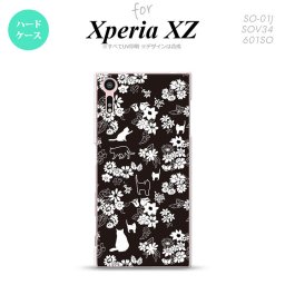 【SO01J】【スマホケース/スマホカバー】【エクスペリア XZ 】SO01J スマホケース XPERIA XZ SO-01J カバー エクスペリア XZ  猫と花 黒 nk-so01j-1725【メール便送料無料】
