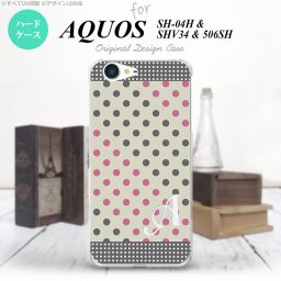 【SHV34】【スマホケース/スマホカバー】【アクオス セリエ】SHV34 スマホケース AQUOS SERIE ケース アクオス セリエ イニシャル ドット・水玉 グレー×ピンク nk-shv34-1649ini【メール便送料無料】
