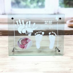 【テンプレートから選べる】手形足形フォトフレーム☆ガラス調☆