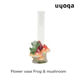 【 KEYSTONE （キーストーン）】アニマルフラワーベース　フロッグ ＆きのこ / キノコ カエル 蛙 花瓶 フラワーベース かわいい おしゃれ 北欧  インテリア  きのこ雑貨