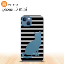 iPhone13mini iPhone13 mini ケース ソフトケース 猫 ボーダー A 黒 iPhone ミニ 5.4インチ  おしゃれ かわいい メンズ レディース キッズ デザインたくさん nk-i13m-tp961