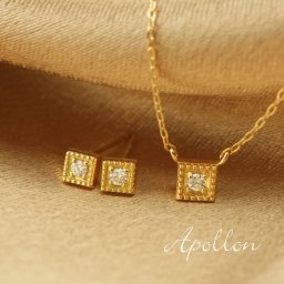 ネックレス レディースK18イエローゴールド アポロン ダイヤモンド セット 【ダイヤモンド】 母の日 誕生日 プレゼント 女友達 ギフト  結婚記念日   プラチナ ネックレス ピアス セット レディース【土曜営業】【K18】