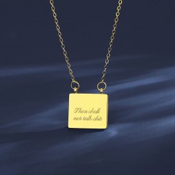 ネックレス 石なし ステンレス イエローゴールド 小豆 アズキチェーン 揺れる ゆれる モチーフ メッセージ Thou shall not talk shit 41cm+5cm tn21032025