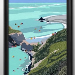 夏の風景 海 海水浴 ハワイ A3 サイズ ポスター アート おしゃれ 絵画 インテリア 北欧 イラスト マット紙 艶消し アートパネル 額 フレーム デザイン 壁掛け ギフト 新築祝い ディスプレイ 引越し祝い　新生活　空間デザイン