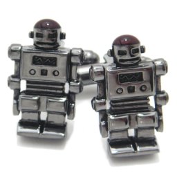 今にも動き出しそうなメタリックブラックのロボットカフス カフスボタン カフリンクス cufflinks cuffs メンズ 男性 結婚式 ユニーク おもしろ 面白 面白い スーツアクセサリー専門店 父の日 ギフトにも ブライダル 披露宴 二次会 お呼ばれ パーティー おしゃれ カフスマニア