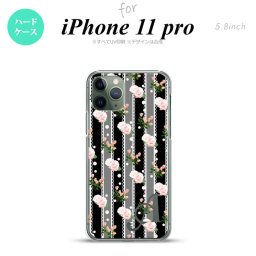 iPhone11Pro iPhone11 Pro スマホケース ハードケース 花柄 バラ レース 黒 +アルファベット メンズ レディース nk-i11p-259i