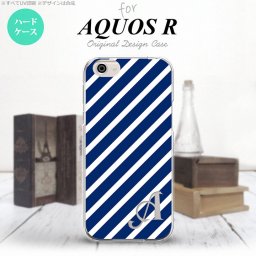 【SH03J】【スマホケース/スマホカバー】【アクオス R】SH03J スマホケース AQUOS R ケース アクオス R イニシャル ストライプ 青×白 nk-sh03j-716ini【メール便送料無料】