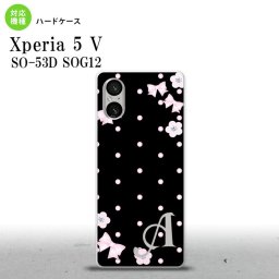 Xperia 5V Xperia 5V スマホケース 背面ケース ハードケース 花柄 ドット リボン 黒 +アルファベット 2023年 10月発売 nk-xp55-352i