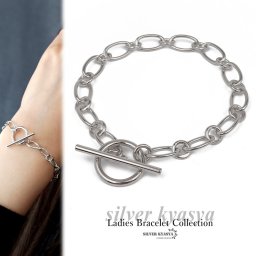 シルバー925 マンテル チェーンブレスレット フィガロチェーン 細身 レディース 女性 金属アレルギー対応
